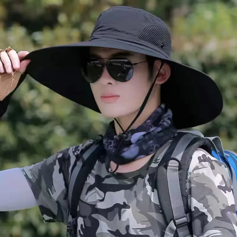 防晒帽太阳帽钓鱼帽登山帽渔夫帽户外夏季旅行大帽檐男女帽子速干