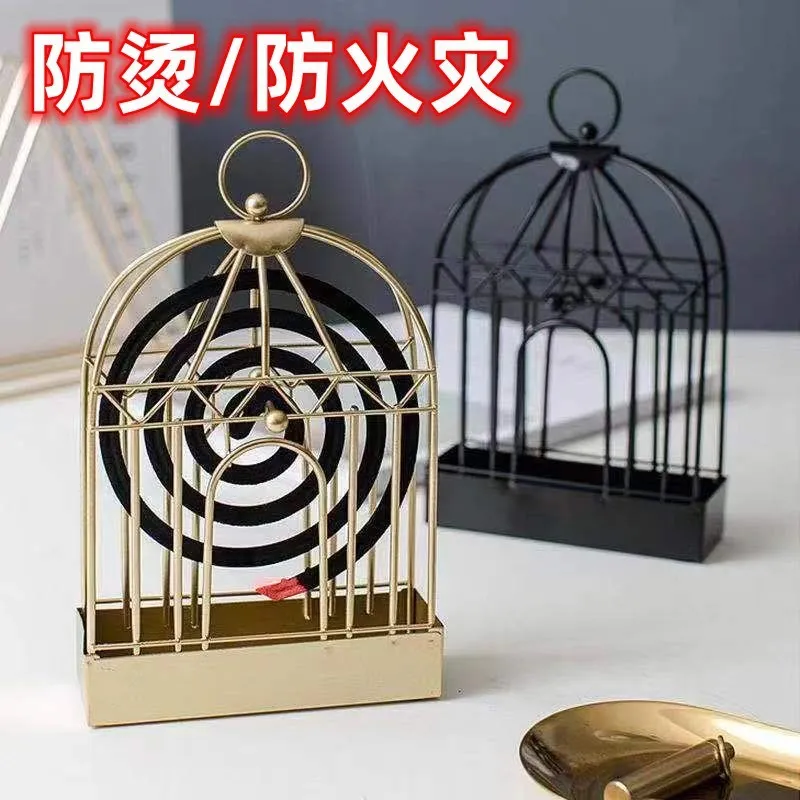 防火创意鸟笼蚊香架家用蚊香笼悬挂手提蚊香盒家用防火铁艺蚊香盘
