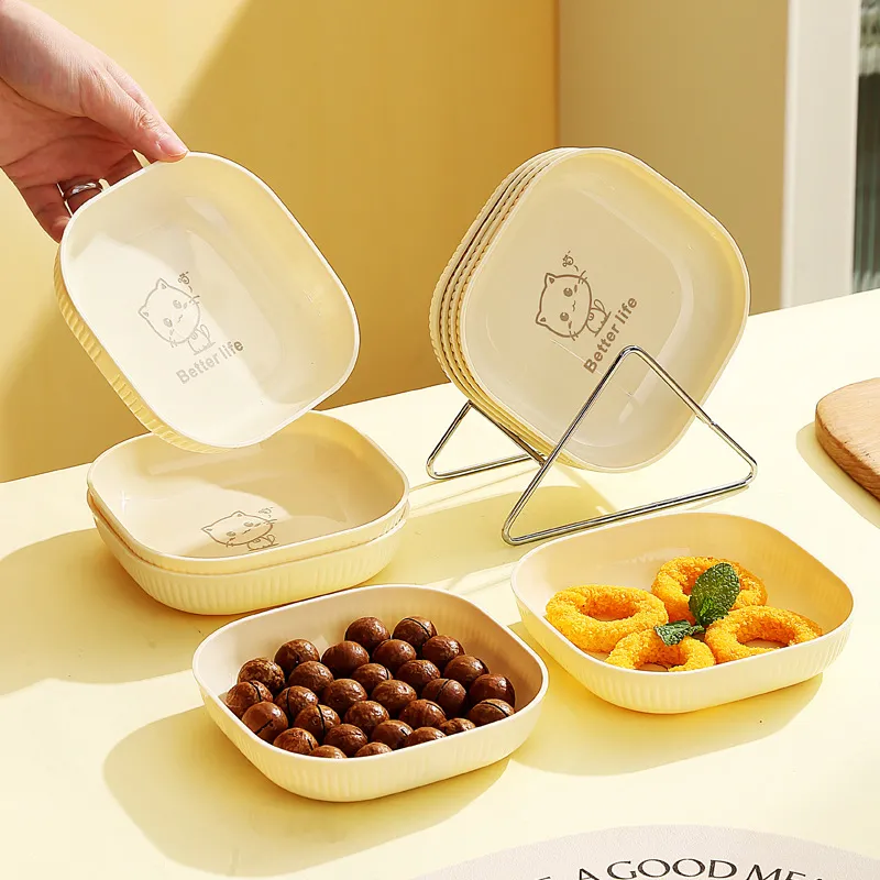 奶油风高颜值吐骨碟家用卡通小猫骨头碟食品级小吃零食糖果干果盘