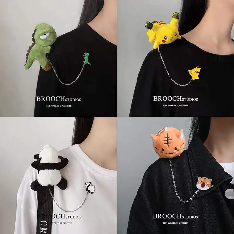 熊猫胸针毛绒玩偶挂件可爱日系胸花趴趴熊别针衣服女学生潮流挂件
